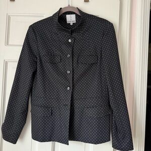 Women's Black Mock Neck Polka Dot Suit Jacket - Size 10